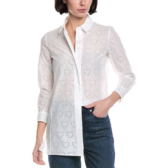 Akris WomensEyelet Heart Shirt White